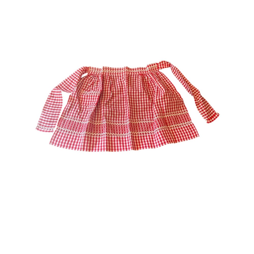 Red Gingham Check Rick Rack Detail Apron Handmade